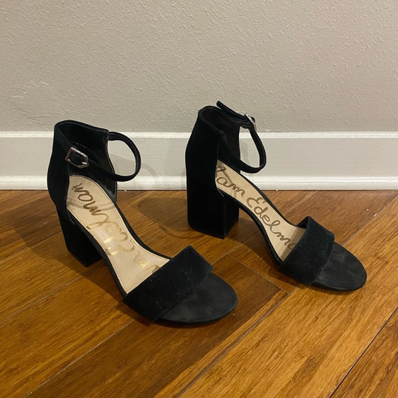 Black Suede Block Heel - Picture 2 of 7